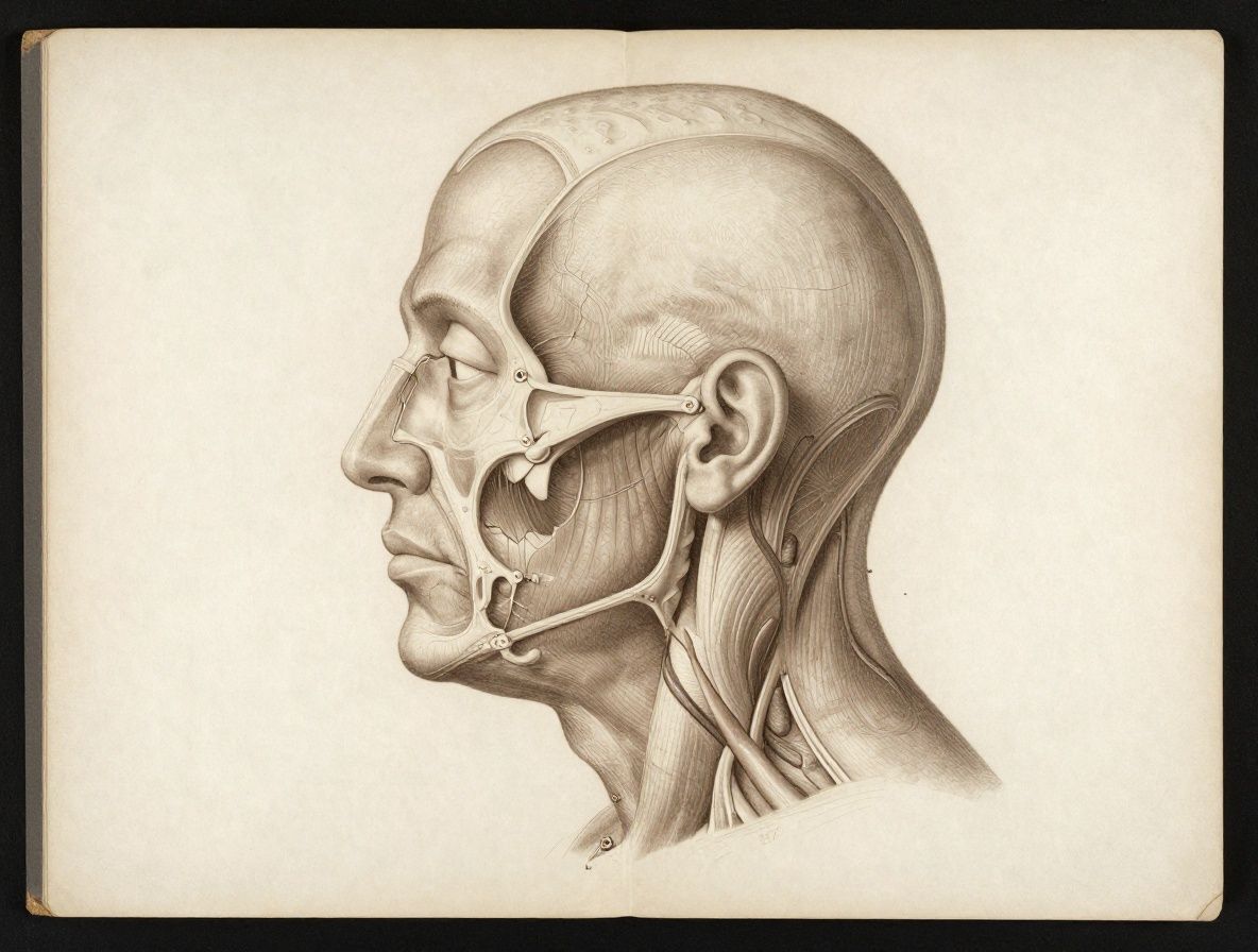 Aged scientific illustration from an old anatomy book showing human physiological diagrams, sepia tones, historical context